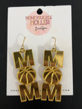Basketball Mom Dangle Earrings - Gold
