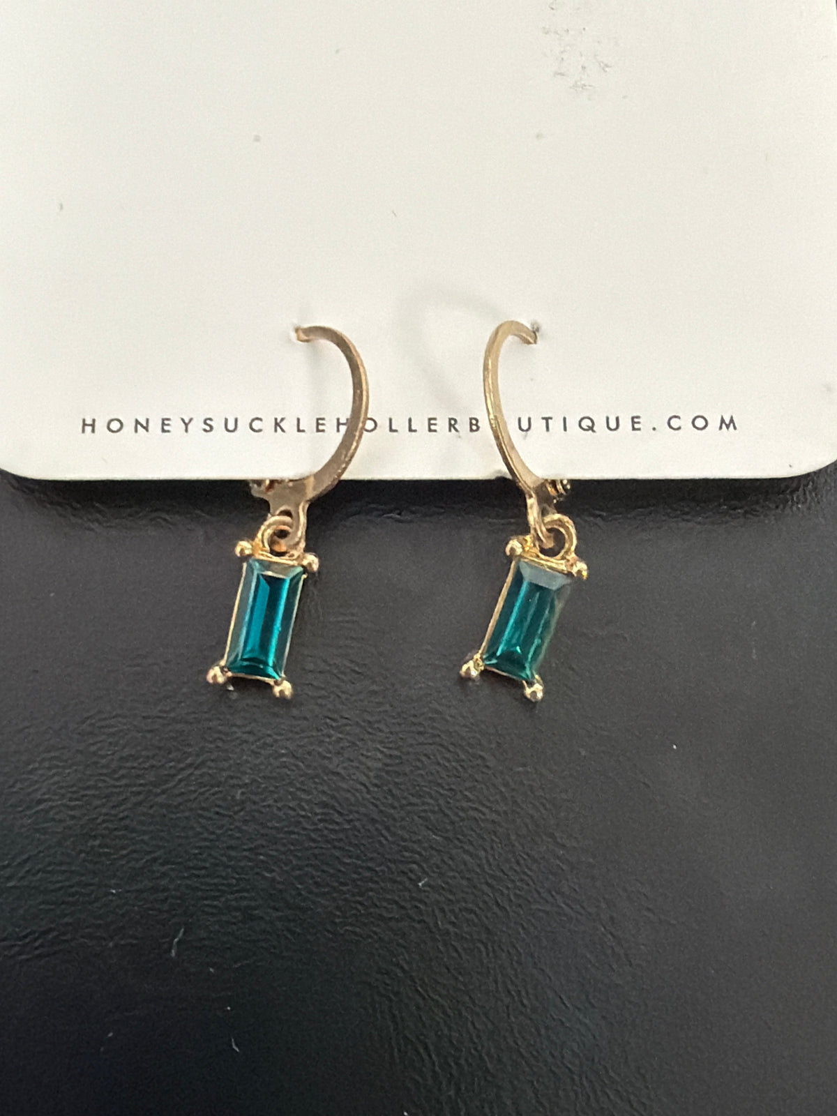 Emerald Charm Hoop Earrings  ￼