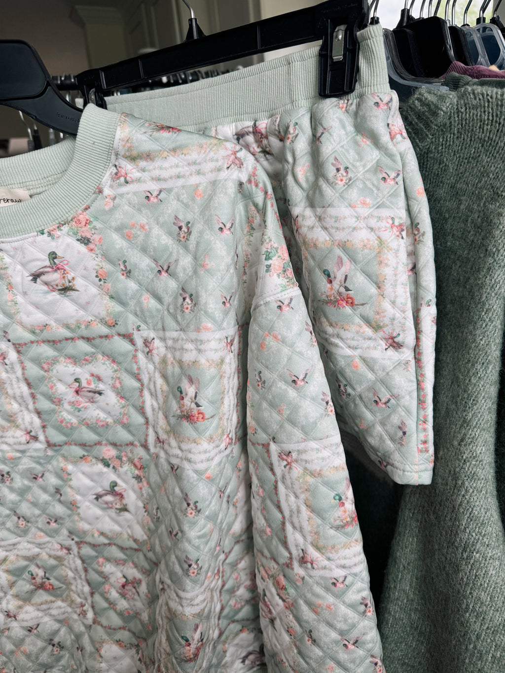 Vintage mallard duck quilted short set