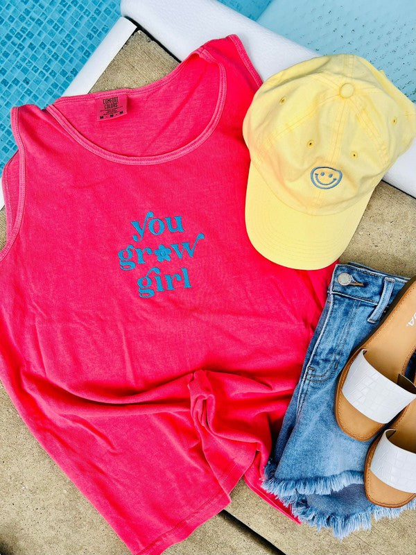 You Grow Girl Embroidered Tank Top
