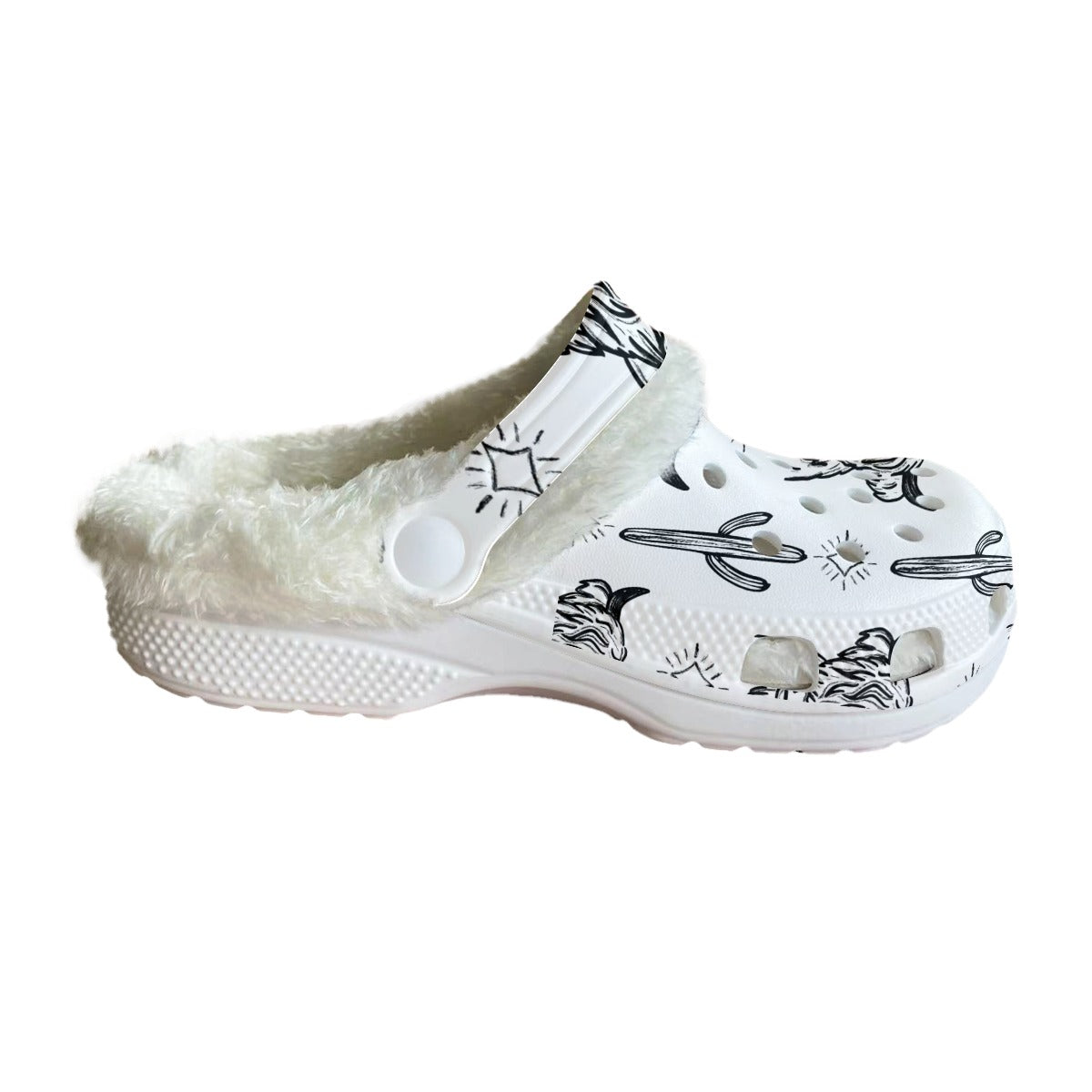White & Black Highland Cow Fleece Clogs | PREORDER