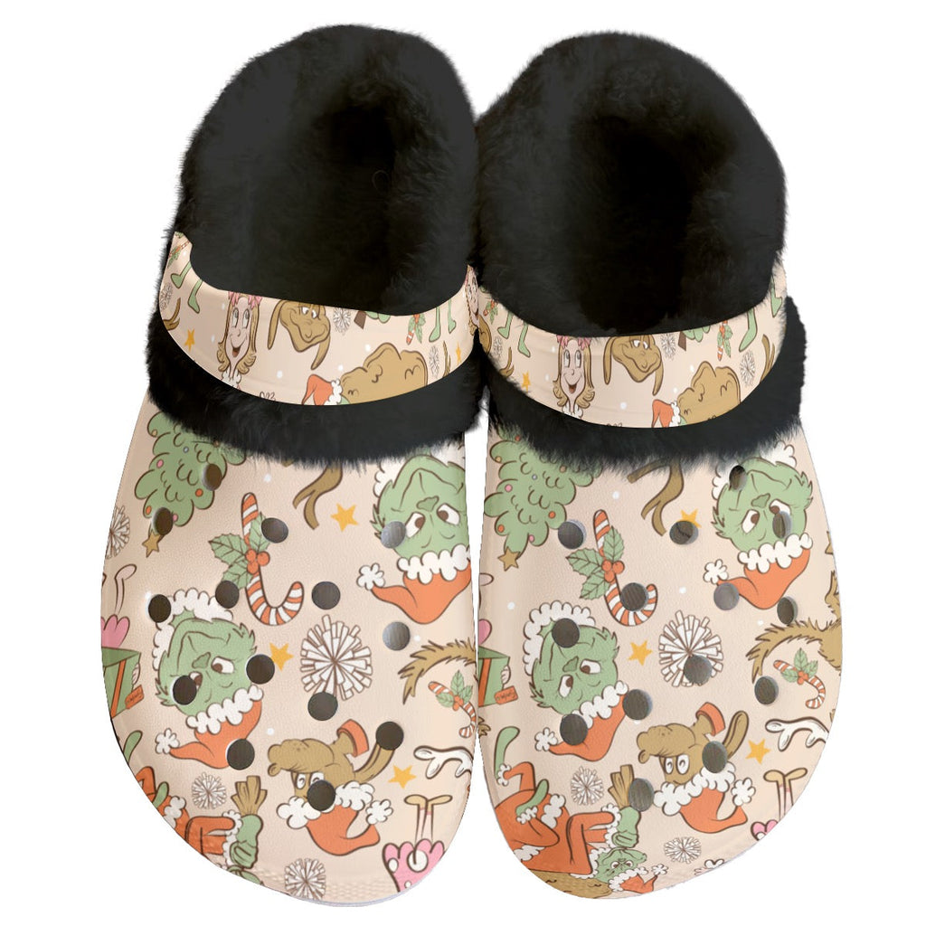 Green Man, Cindy & Max Fluffy Fleece Clogs | PREORDER