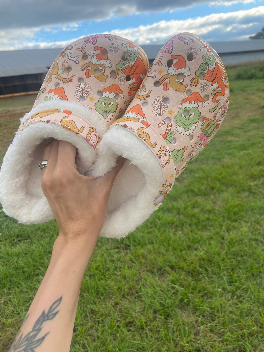 Green Man, Cindy & Max Fluffy Fleece Clogs | PREORDER