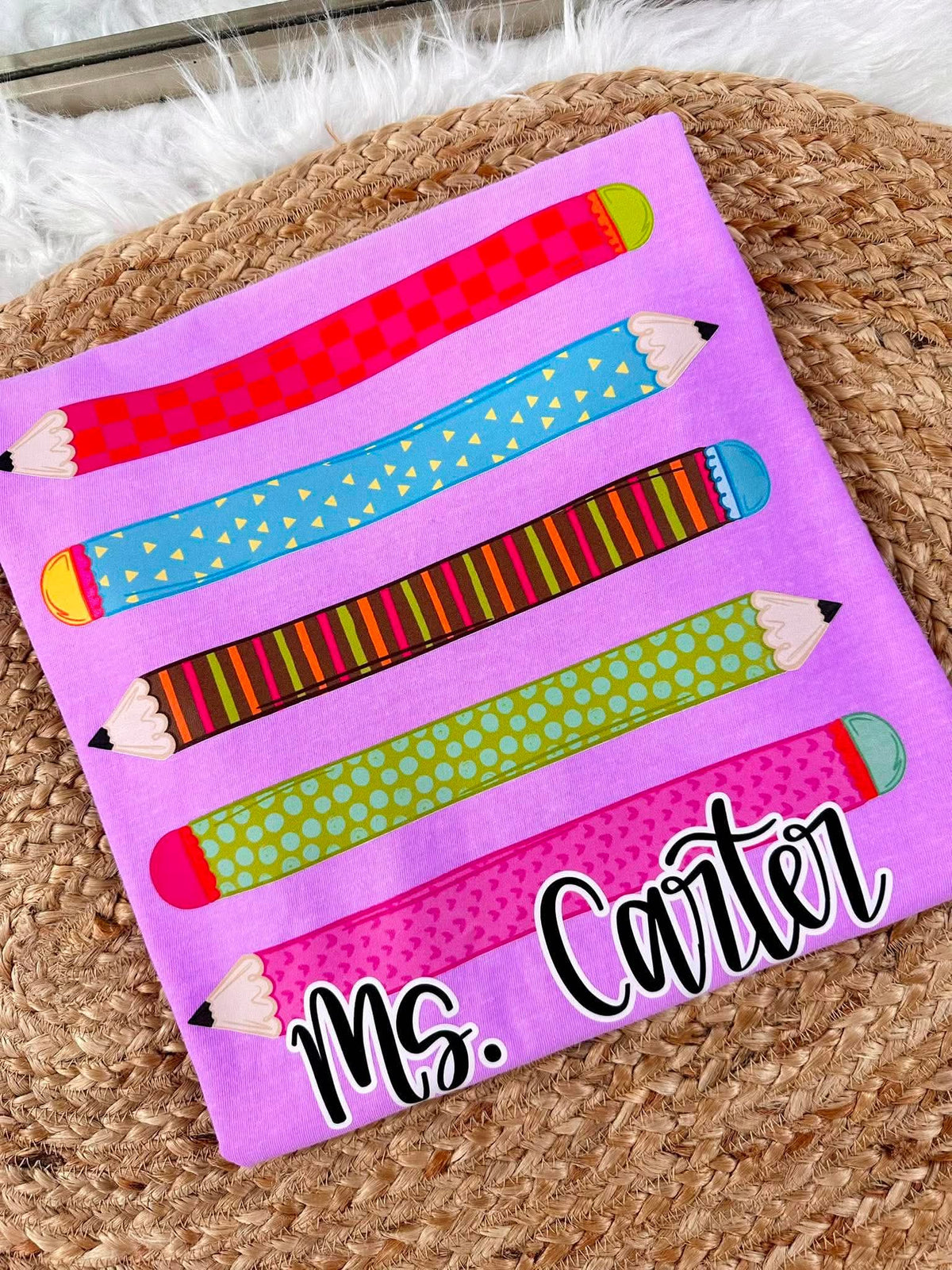 Stacked Pencil Teacher Custom TEACH11 Graphic DTF Top product image 2