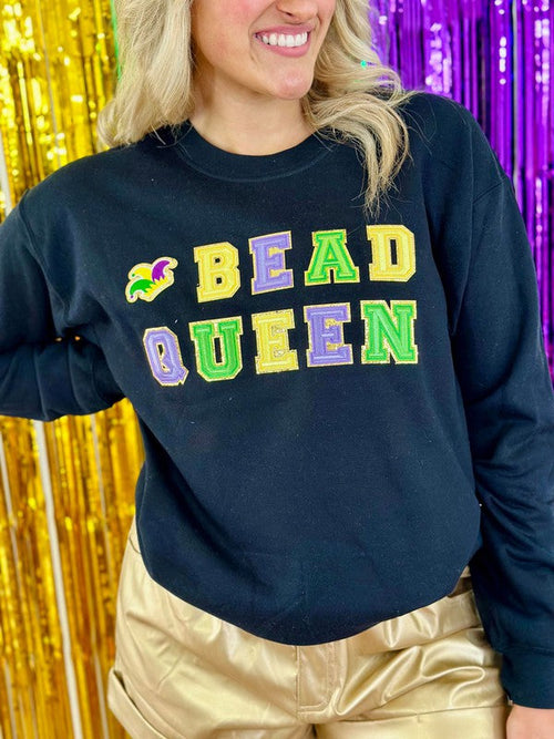 Bead Queen With Jester Hat Mono Patch Sweatshirt