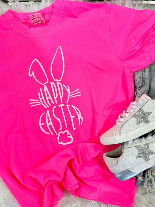 Happy Easter Yellow Tall Bunny Tail Puff Top