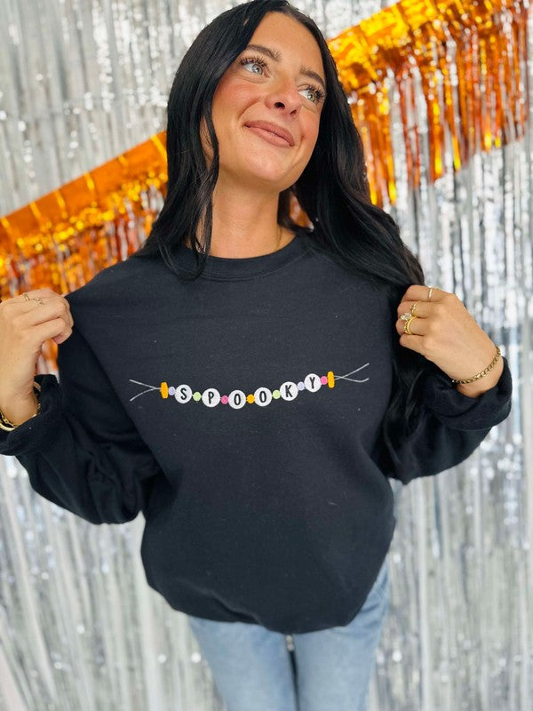 Spooky Friendship Bracelet Embroidered Sweatshirt