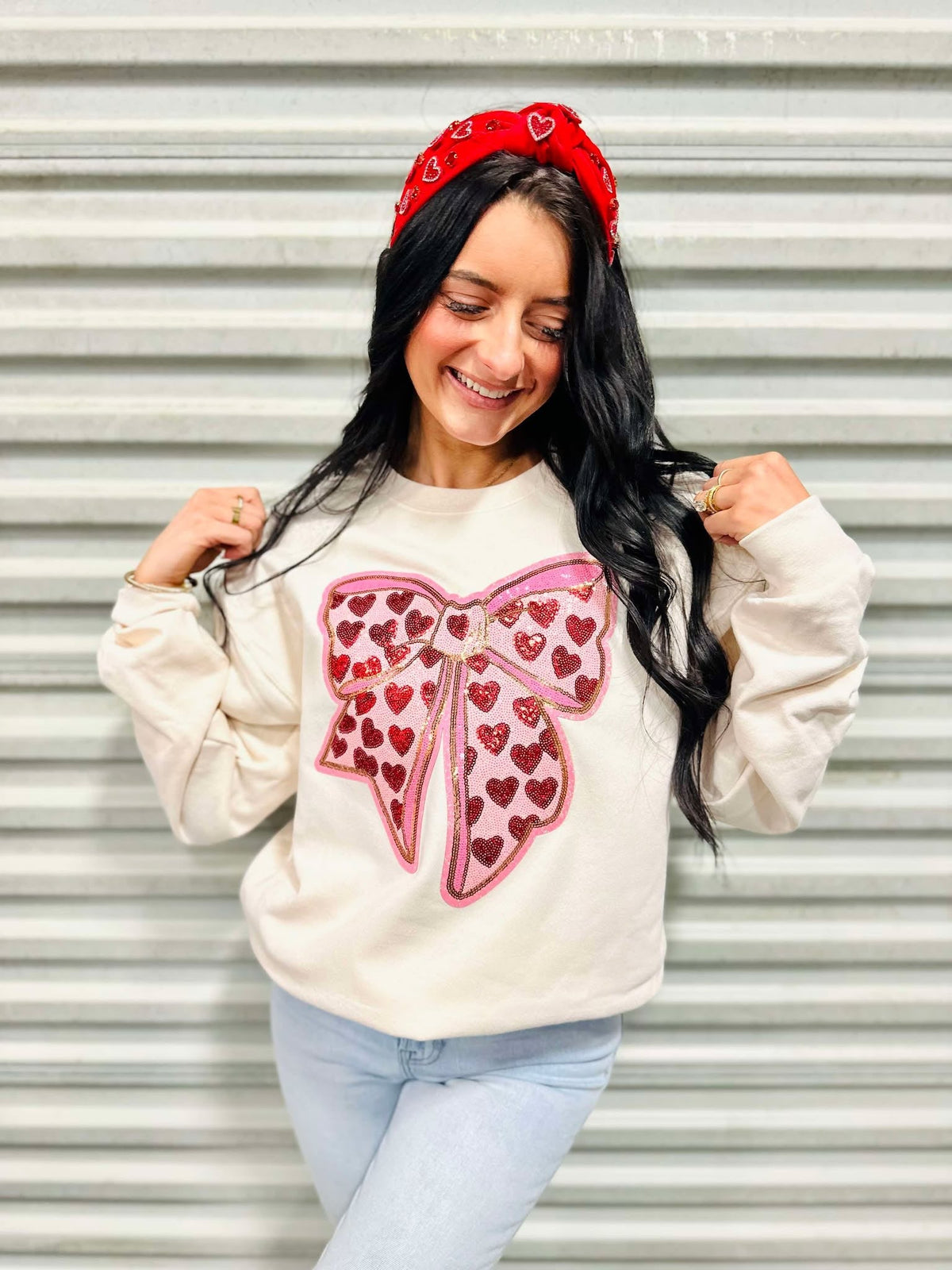 Heart Bow Sequin Patches