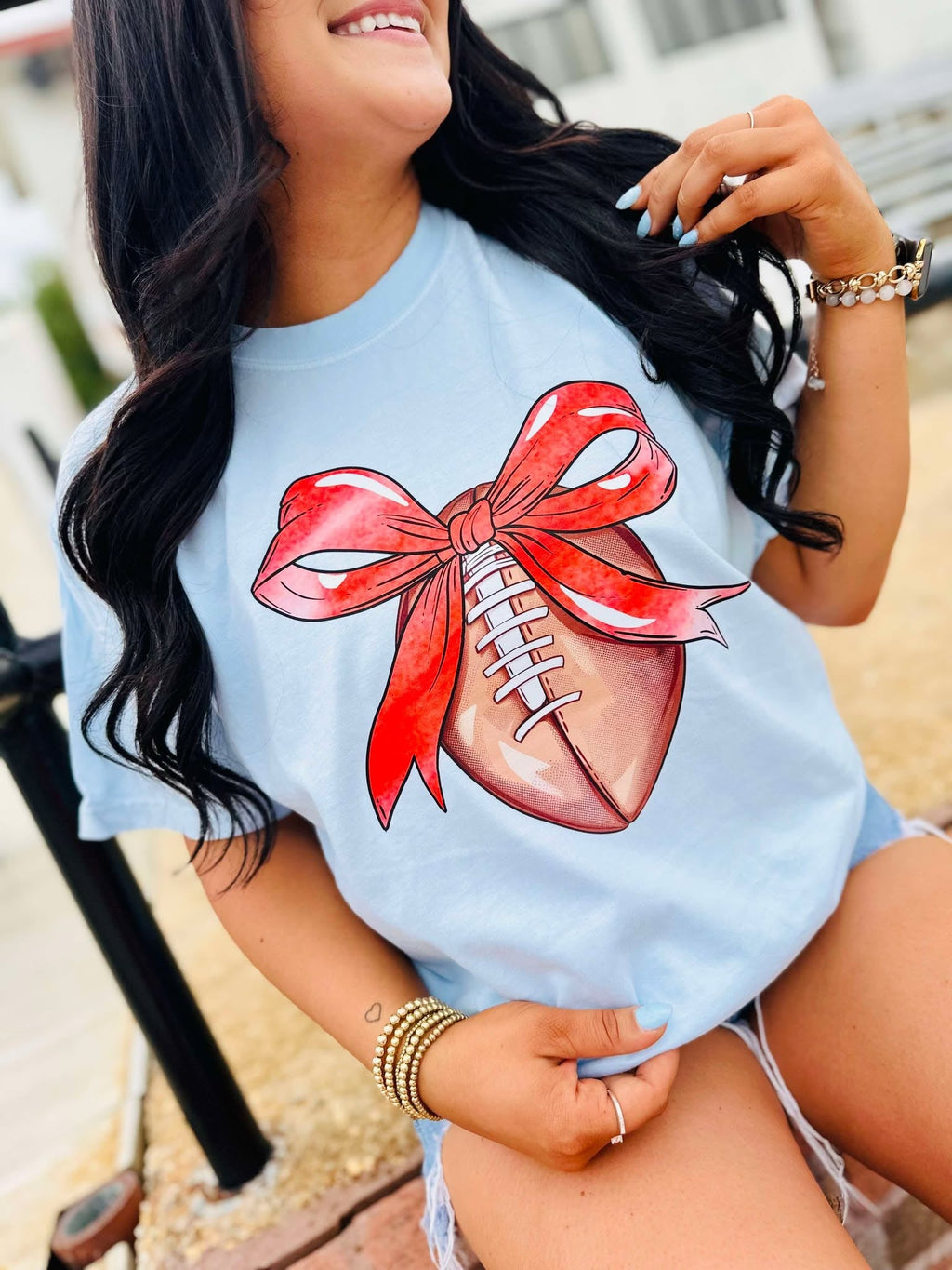 Custom Color Football Bow Graphic Top product image 2
