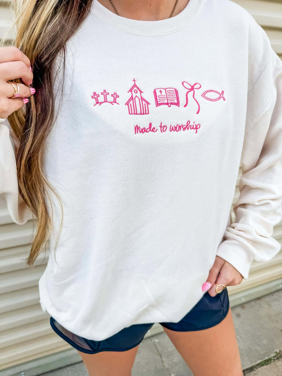 Made To Worship Trinkets Embroidered Sweatshirts product image 2