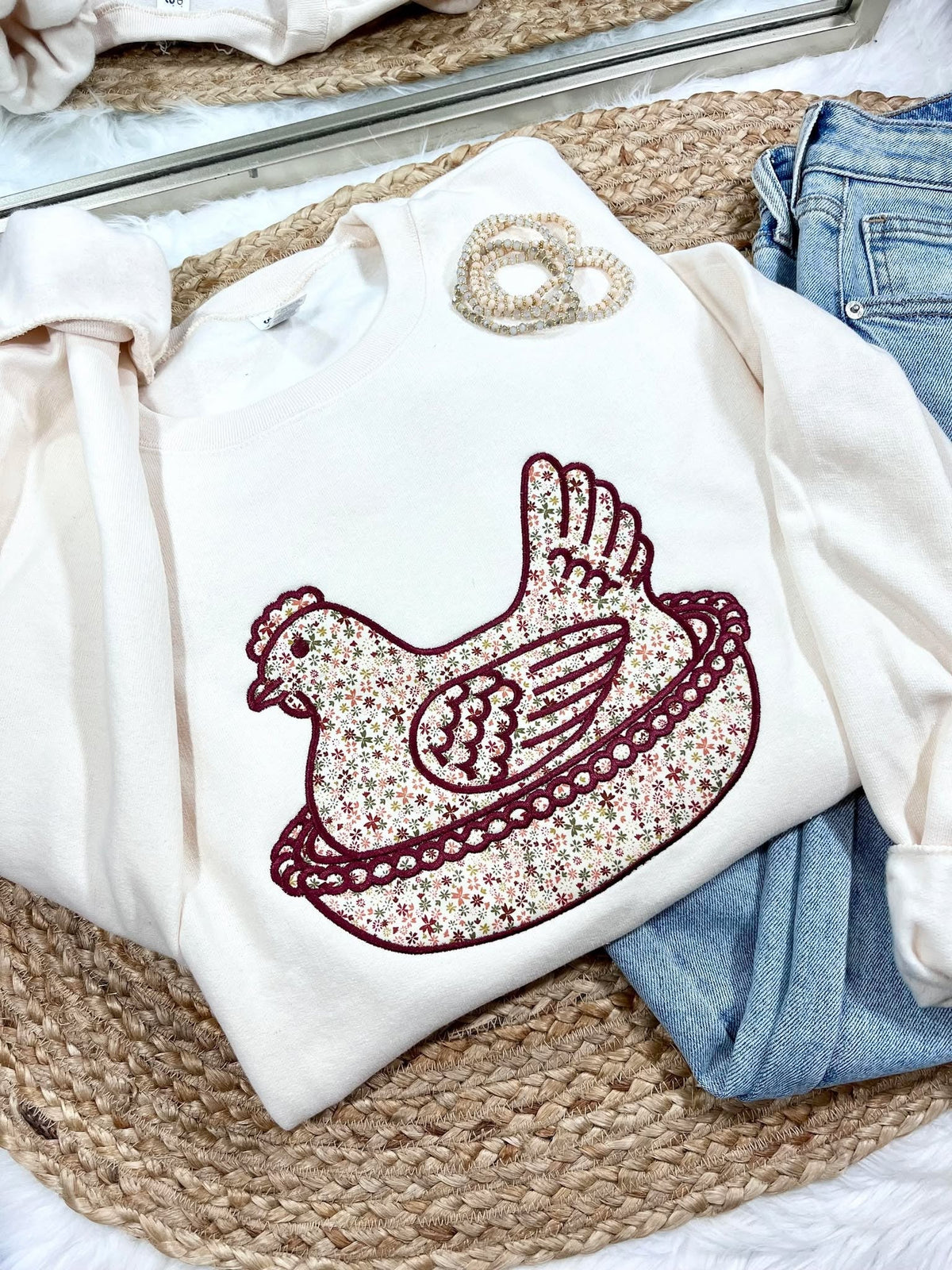 Red Chicken Floral Applique product image 3