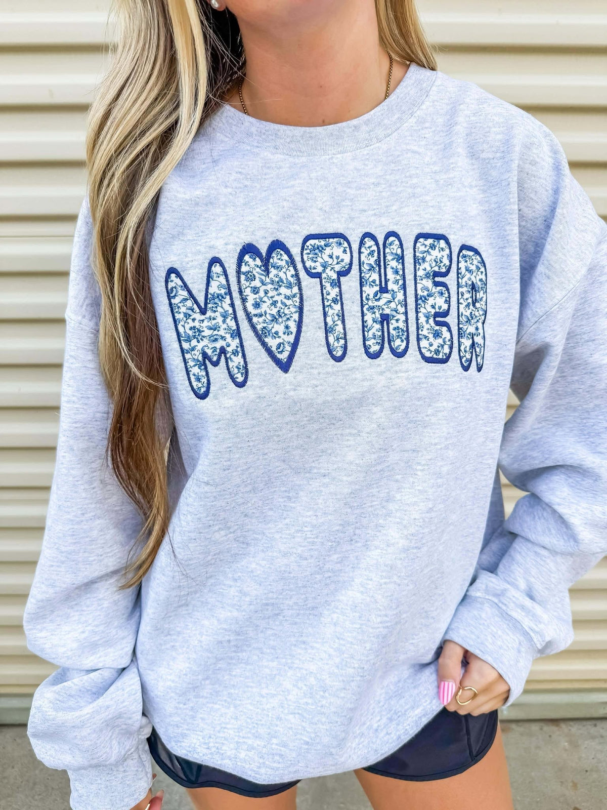 Mother Floral Blue Applique Apparel product image 1