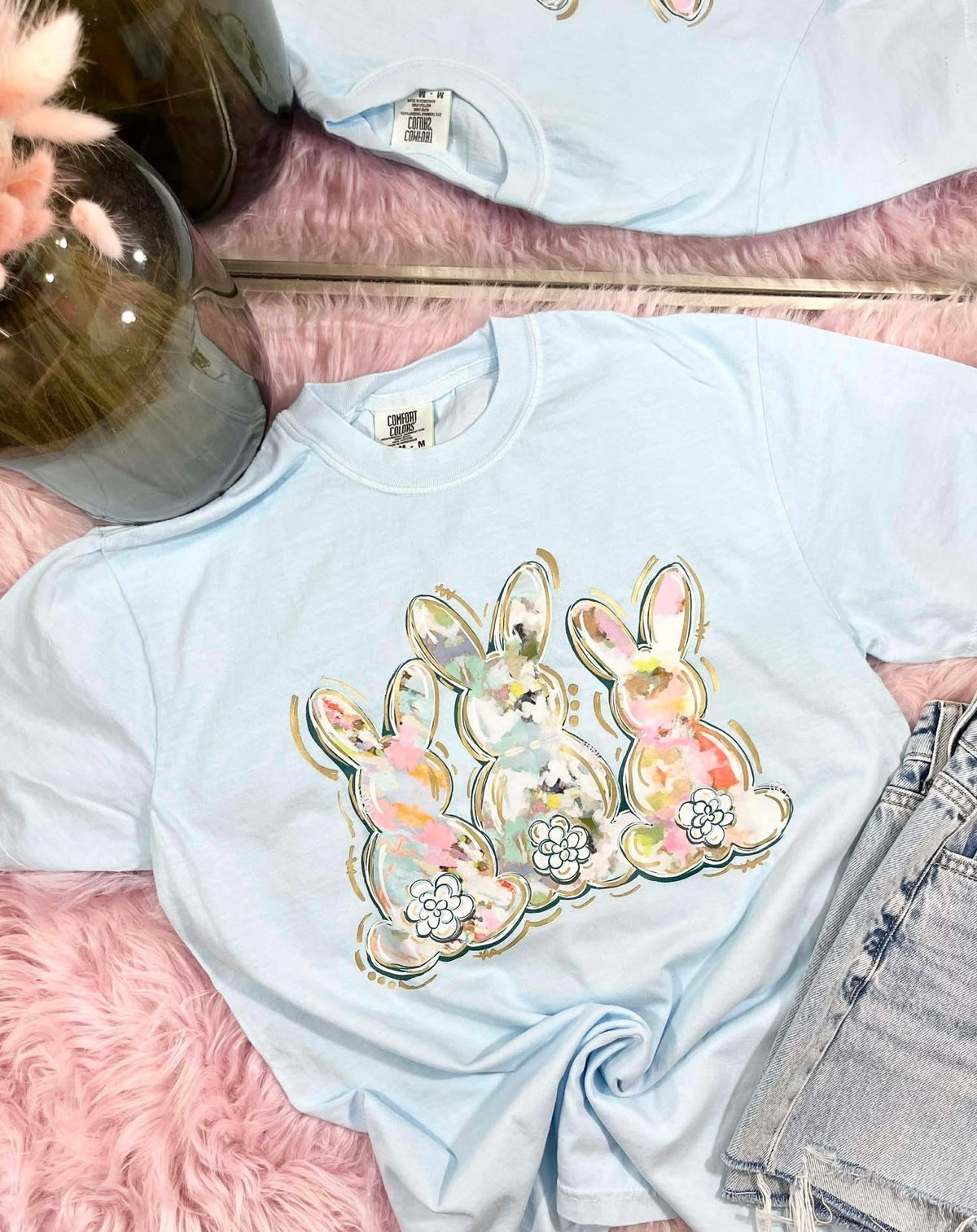Watercolor Easter Bunny Trio DTF Top
