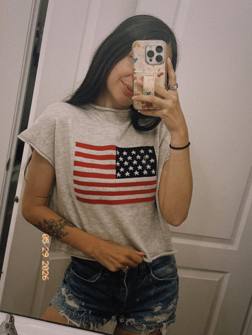 Americana Breeze Knit Top | Vintage American Flag product image 1