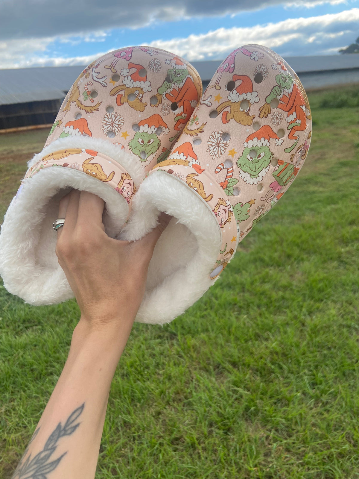 Green Man, Cindy & Max Fluffy Fleece Clogs | PREORDER