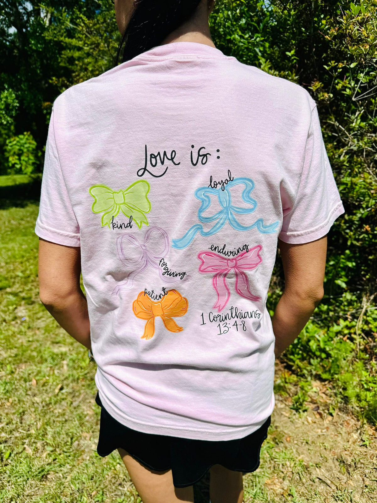 Love Is Hand drawn Coquette Bow FRONT AND BACK