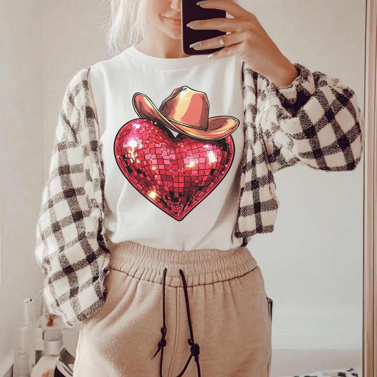 Disco heart with cowboy hat tee & sweatshirt | WHOLESALE