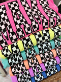 Mama Custom Checkered Varsity Curved DTF Design