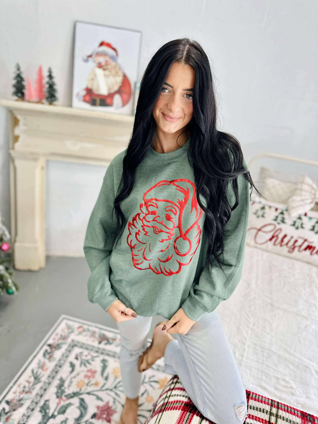 Vintage Santa Claus Puff Outline Sweatshirts product image 2