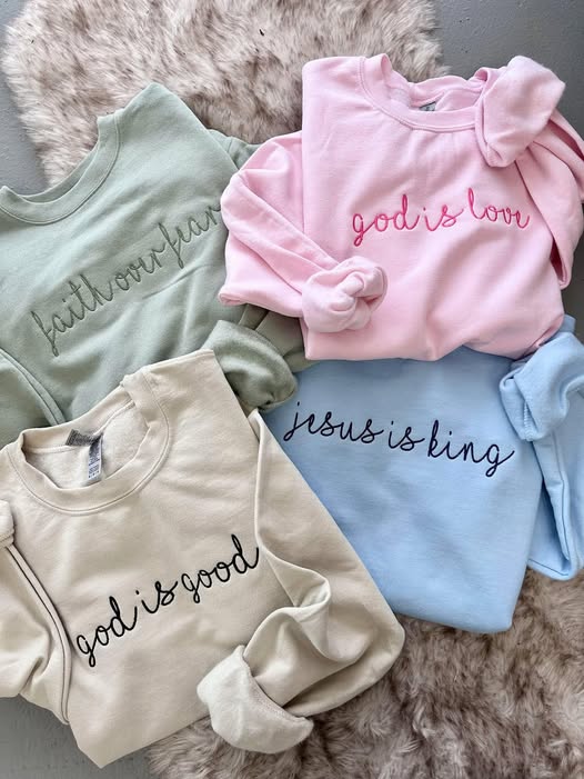 Christian Cursive Embroidered Sweatshirts product image 1