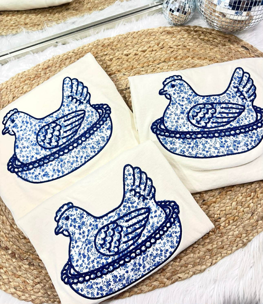 Blue Chicken Floral Applique product image 3