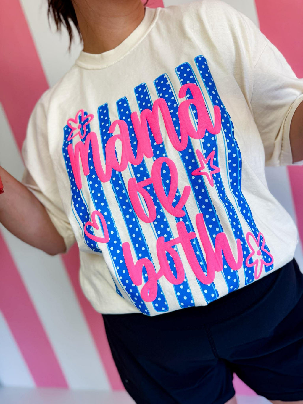 Mama of Both Striped DTF MAMA53 Graphic