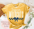 Checkered Pride with Bow - Jefferson Wildcats