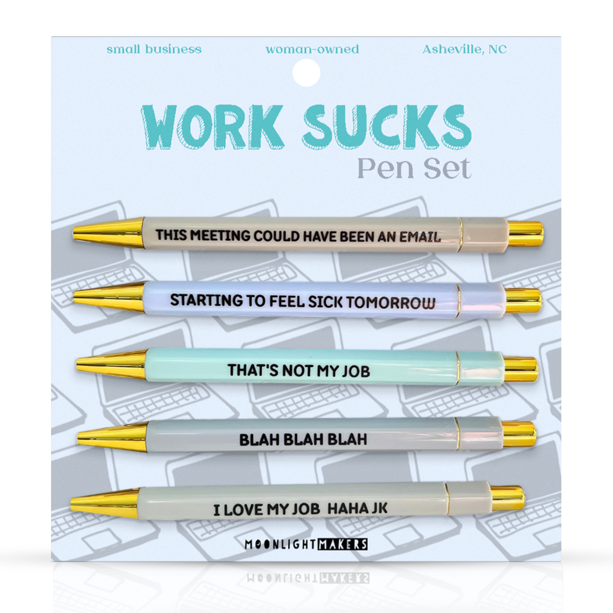 Work Sucks - Funny Pen Set - Office Humor, Gift for Coworker