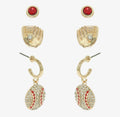 Sports Rhinestone Epoxy 3-in-1 Baseball Set Earrings