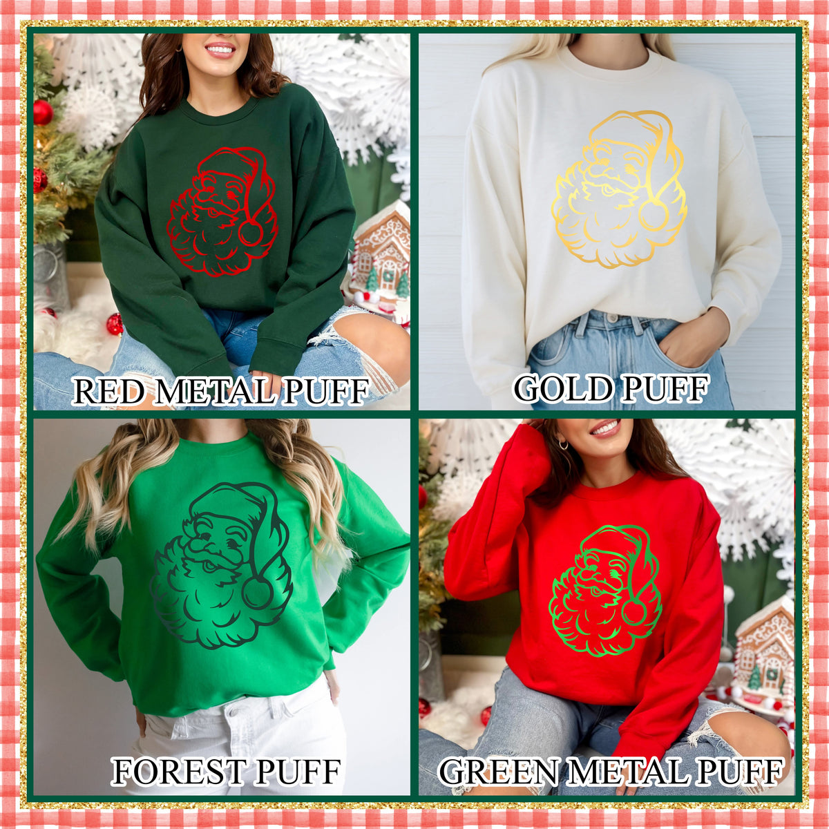 Vintage Santa Claus Puff Outline Sweatshirts product image 1