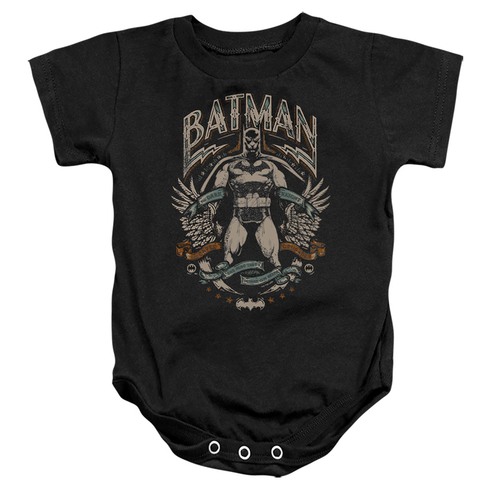 Batman Gotham Hero on Black Baby Bodysuit