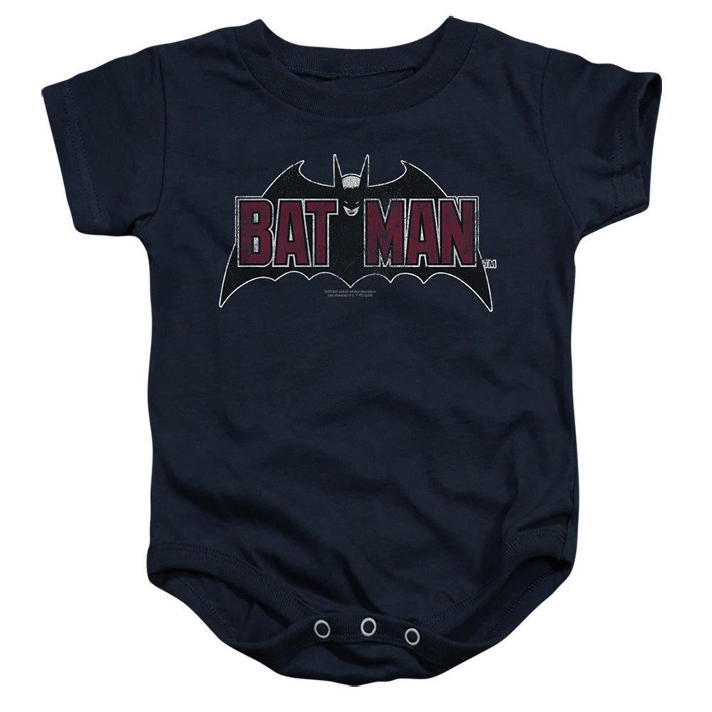 Batman Vintage Bat Logo on Navy Infant Snapsuit
