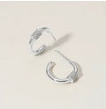 Silver - 14K Gold Dipped Cz Stone Paved Painted Hoop Earrings
