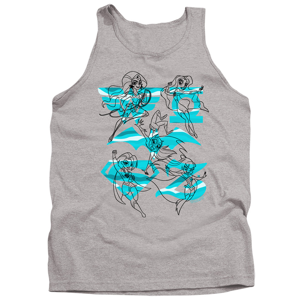 DC Super Hero Girls Line Art Group Gray Tank Top