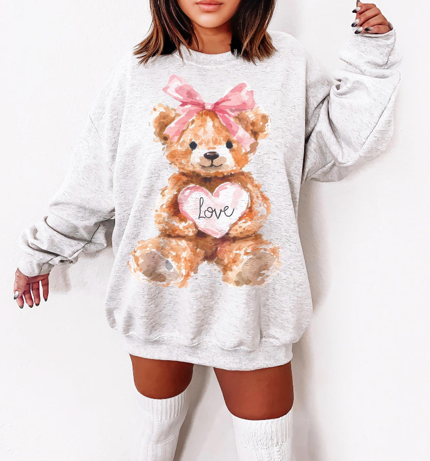 FLASH SALE Love teddy bear watercolor LARGE ASH GILDAN product image 1