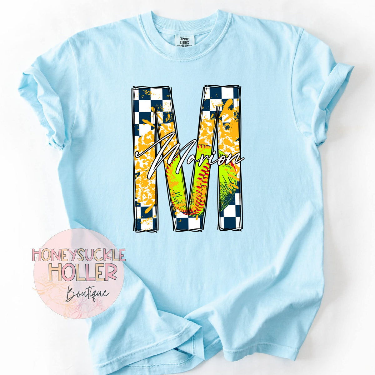 The Game Changer Checkered Monogram - Marion Softball