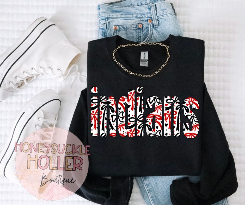 Black and Red Bow-Patterned: Indians