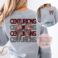Maroon and Gray Leopard Stacked With Bow Front & Back Design Centurions