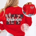 Red and Black Checkered Bow With Bow Front & Back Design Varsity Letter - WF Redbirds