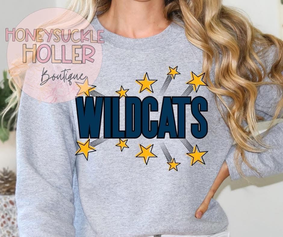 Yellow Star Burst - Blue Wildcats
