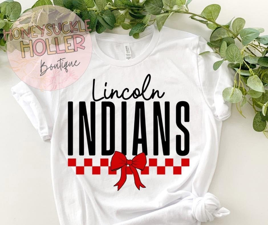 Checkered Pride with Bow - Lincoln Indians (White with red)