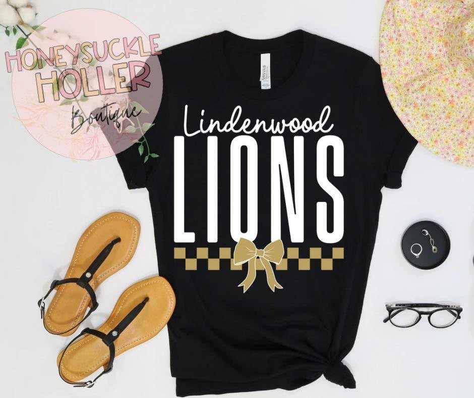 Checkered Pride with Bow - Lindenwood Lions