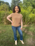 Batwing Sleeved Knit Sweater Top-Latte
