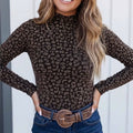 Metallic Leopard Mock Neck Sheath Top