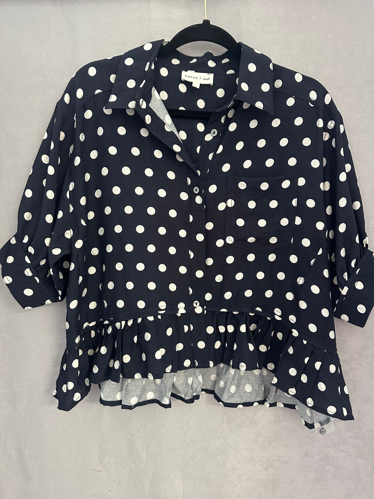 Entry Navy Polka Dot Top