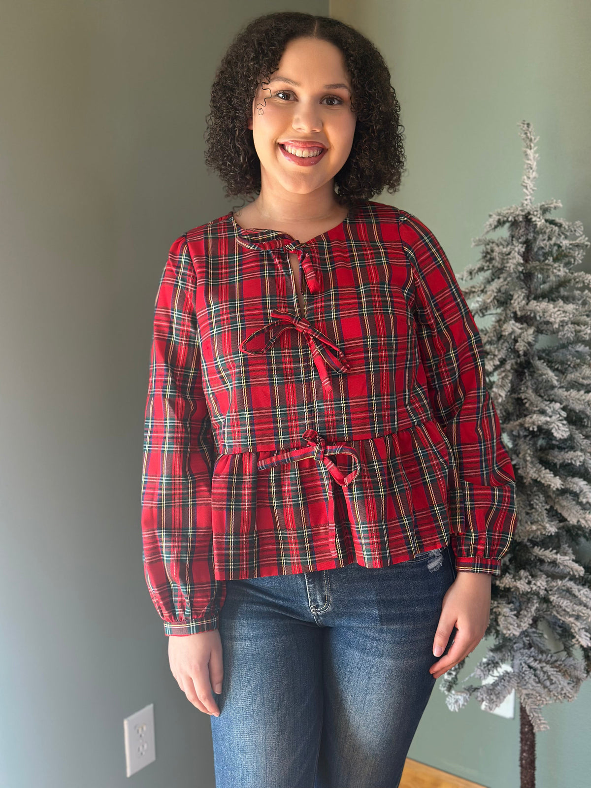 Mistletoe Ready Plaid Top