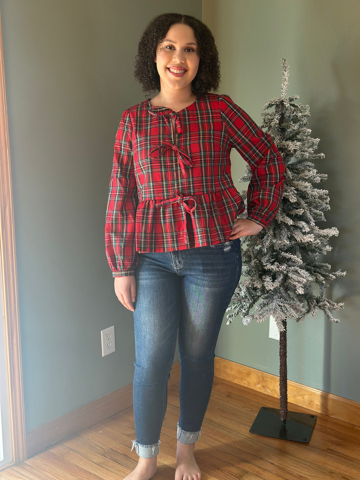 Mistletoe Ready Plaid Top