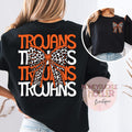 Orange and Black Leopard Stacked With Bow Front & Back Design Trojans
