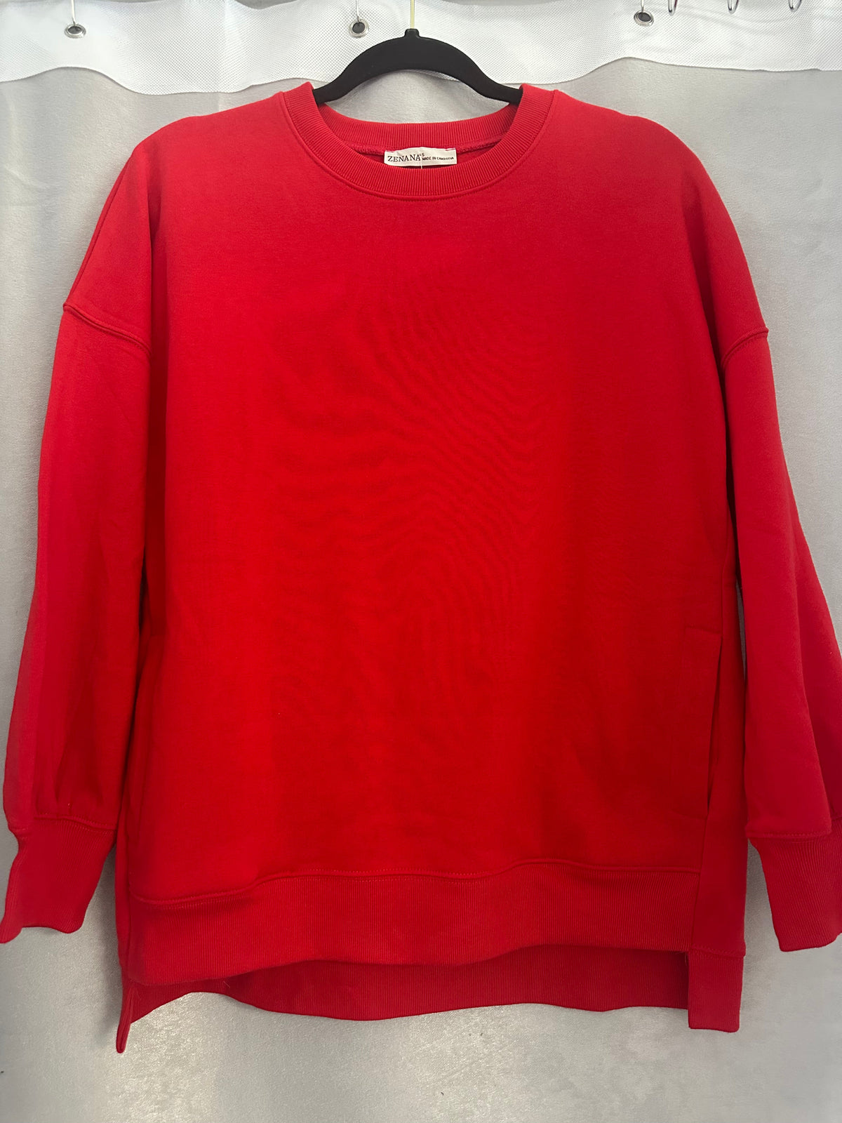Zenana Red Hi-Low Pullover