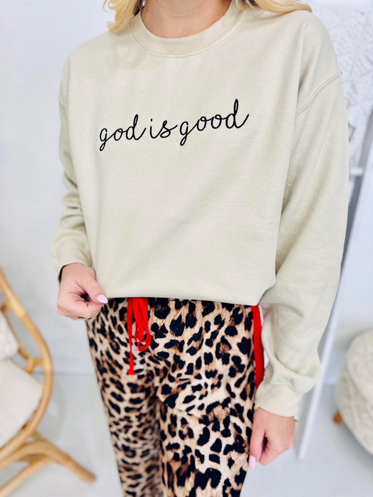 Christian Cursive Embroidered Sweatshirts product image 2